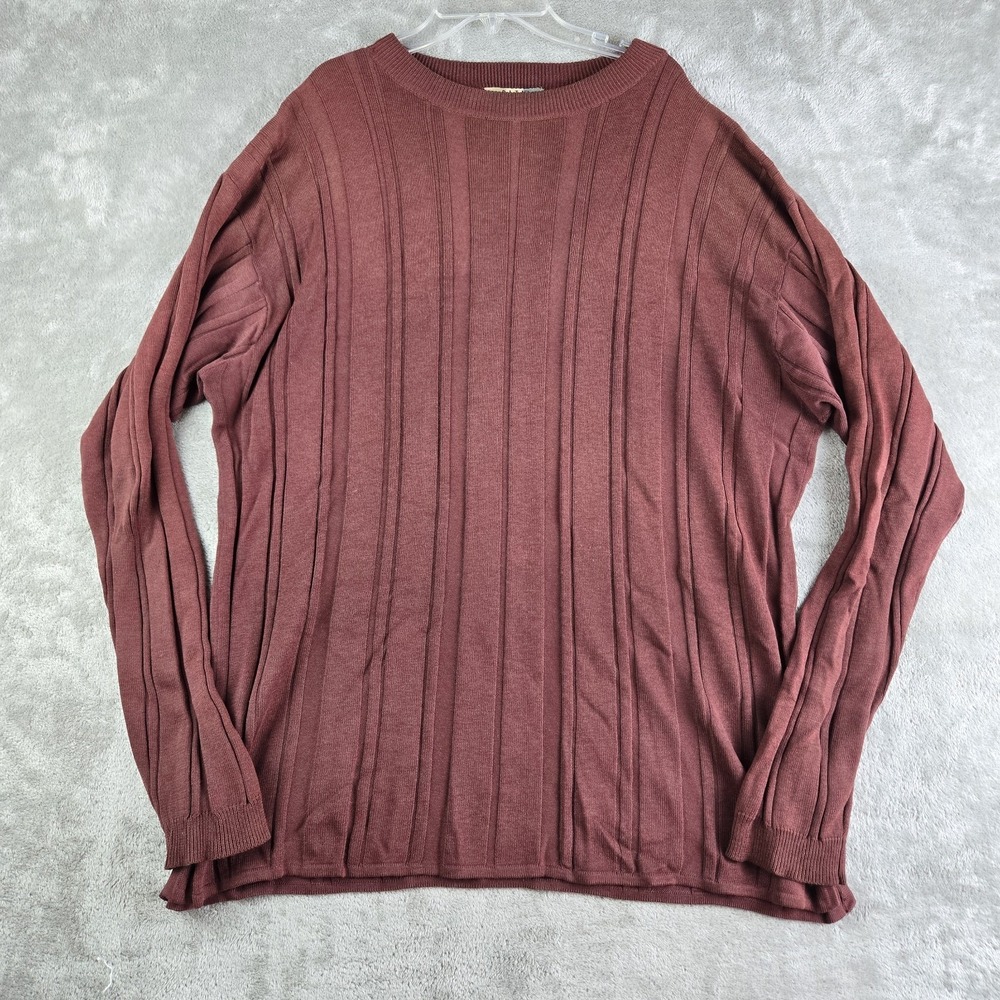 Vintage City Street Sweater Mens XL Tall Burgundy Knit Long Sleeve 80s 90s